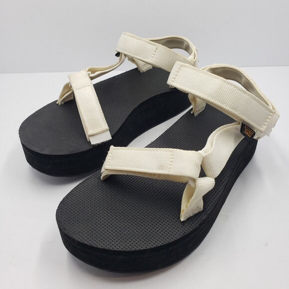 Teva Shoes - Teva Midform Universal Platform Sandals Womens 8 White Black Strappy Retro